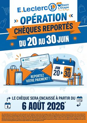 Chèques Reportés 20 Au 30 Juin 2026
