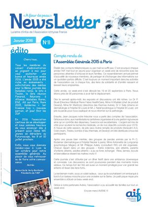 Lettre d'Infos N°11 (Janvier 2016)