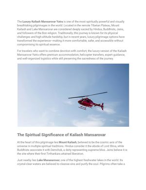 Luxury Kailash Mansarovar Yatra From Nepal