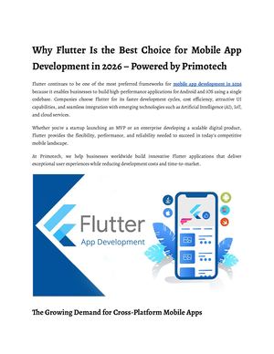 Why Flutter Is The Best Choice For Mobile App Development In 2026 – Powered By Primotech
