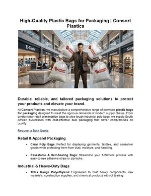 Premium Quality Plastic Bags For Packaging Consort Plastics