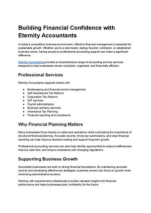 Why Eternity Accountants Is Your Perfect Partner