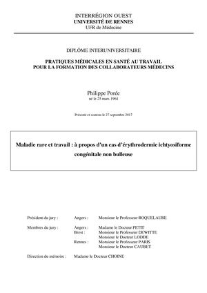 Etude sur la prise en compte de l'ichtyose au travail