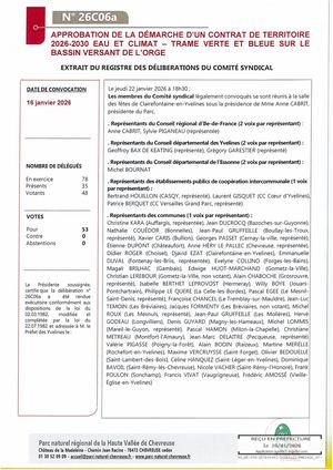 26c06a Approbation Du Contrat De Territoire 2026 2030 Eau Et Climat Tvb Bv Orge