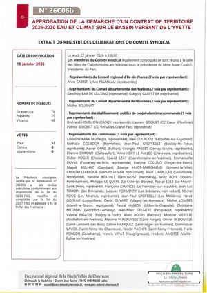 26c06b Approbation Du Contrat De Territoire 2026 2030 Eau Et Climat Bv Yvette