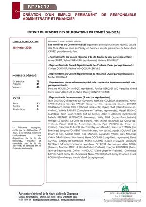 26c12 Creation D Un Emploi Permanent De Responsable Administratif Et Financier