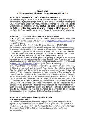 Règlement Jeu Concours Insta Alnatura Etrembières
