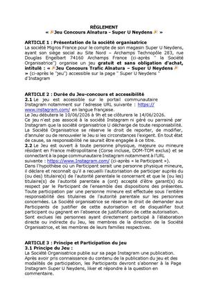 Règlement Jeu Concours Insta Alnatura Neydens
