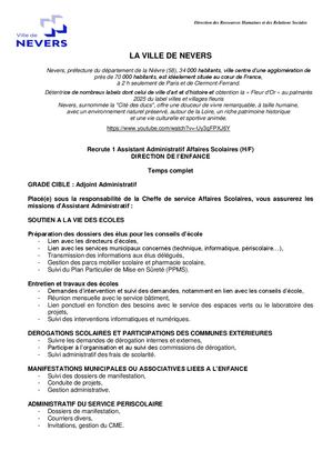 Assistant Administratif Affaires Scolaires