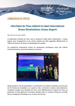 Communiqué Green Destinations Archipel De Thau 1