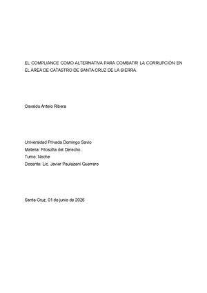 El Compliance Como Alternativa Para Combatir La Corrupción En Bolivia (1) Rev