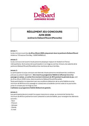 DLB MARSEILLE - Règlement jeu concours juin 2026