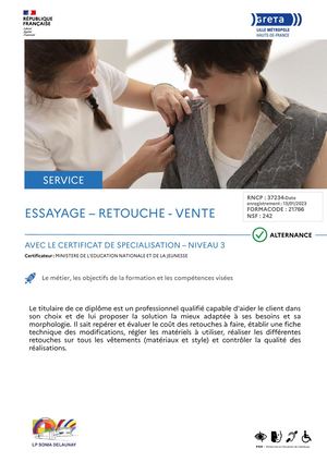 Essayage Retouche Vente Apprentissage