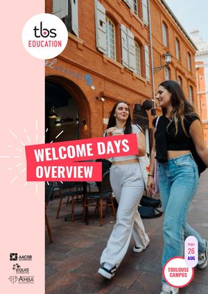 Welcome Days Overview - 26/08