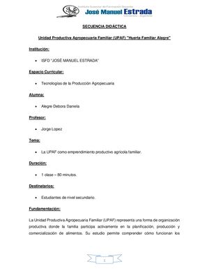 Secuencia Didáctica Agropecuaria Upaf