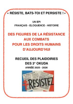 Résiste ! Recueil des plaidoiries des 3° Okuda