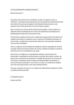 E Se Os Governantes Usassem Capacetes