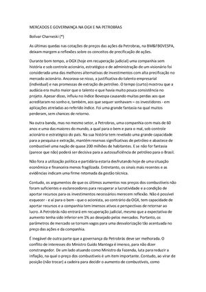 Mercados E Governança Na Ogc E Na Petrobrás