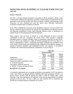 Montanha Russa Econômica E Taxas De Juros Não Tão Altas