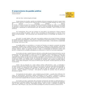 O Anacronismo Da Gestão Pública