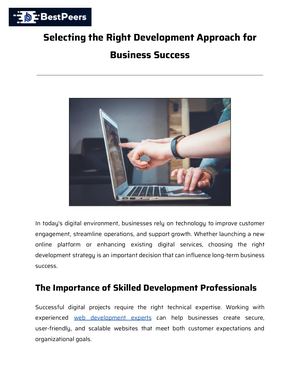 Selecting The Right Development Approach For Business Success