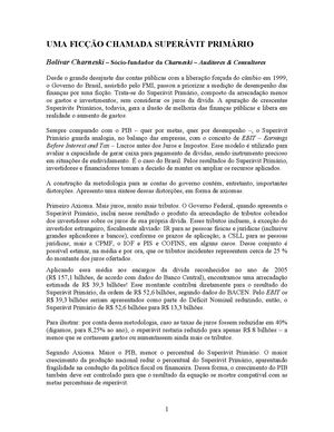 Uma Ficção Chamada Superávit Primário
