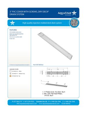 DD1002Kxxx_ 3'' PVC Cover With Screws, Dry Deck® Drain System (CS258)