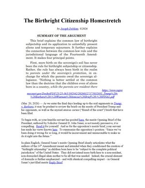 The Birthright Citizenship Homestretch