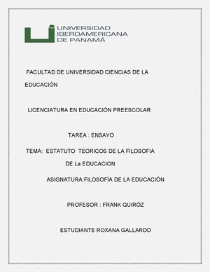Ensayo Filosofía De La Educación (1)