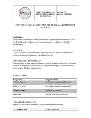 Protocolo Bienestar Laboral Gaes 5