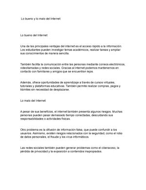 Lo Bueno Y Lo Malo Del Internet