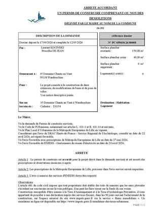Arrêté 26 252 35 Domaine Chante Au Vent