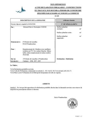 Arrêté 26 260 270 Route De Linselles