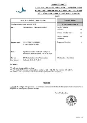 Arrêté 26 259 270 Route De Linselles