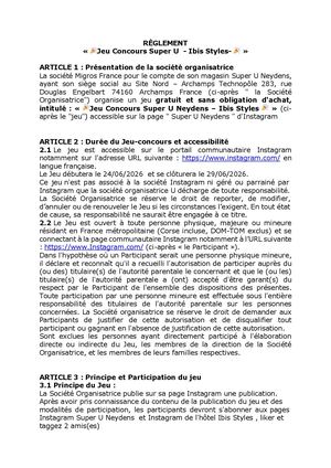 Règlement Jeu Concours Insta Ibis Styles