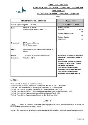 Arrêté 26 251 270 Avenue De L'espace