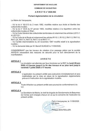 Arrêté Rd7 Du 29 Juin Au 7 Juillet