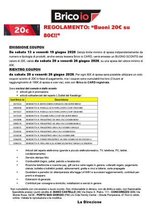 Reg PDVselection Buoni 20€ Su 80€ Emissione 13 19 Giugno Uso 20 A 26 Giugno