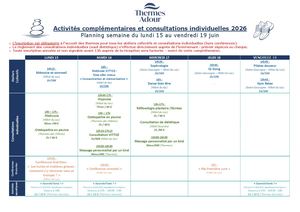 PLANNING ACTIVITES COMPLEMENTAIRES ST PAUL LES DAX
