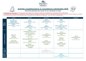 Planning Activités complémentaires Arènes