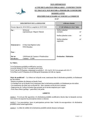 Arrêté 26 267 1180 Route De Comines