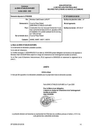 DP 26 Q 0126 - Arrêté