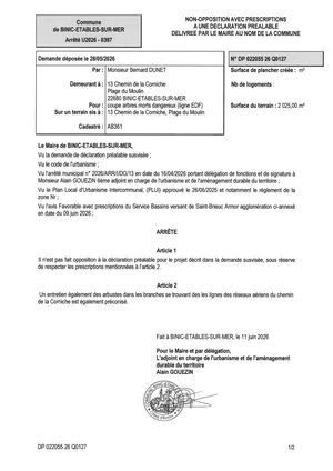DP 26 Q 0127 - Arrêté