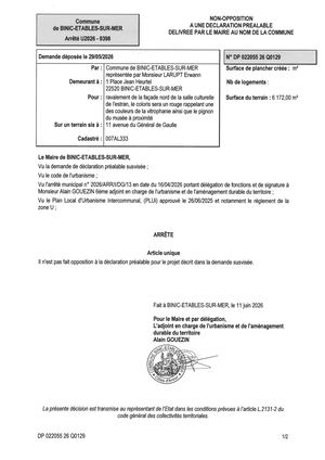 DP 26 Q 0129 - Arrêté