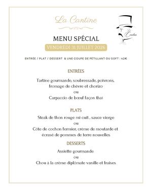DINER OUVERTURE EXCEPTIONNELLE 3107