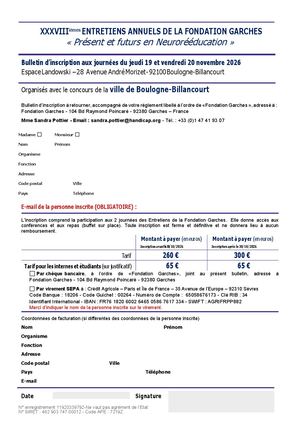 Entretiens Garches Bulletin Inscription 2026