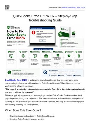 Why Does QuickBooks Error 15276 Occur During Updates?