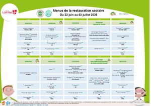 Menus Scolaires - du 22 juin au 3 juillet