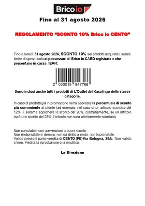 Reg Cento 10% Sconto strada chiusa