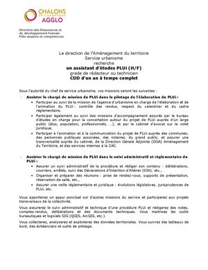 Assistant D'études Plui